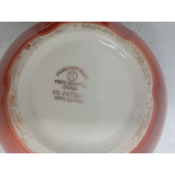 Vintage Maruhon Ware Ceramic Apple Teapot Shaped Cup Sugar Bowl Set Hand Painted - Picture 8 of 9